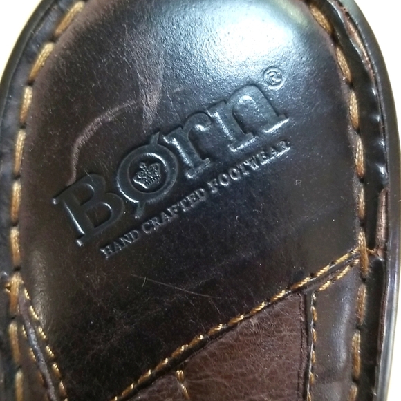 Born handcrafted footwear brown leather upper with closed toe open back heal - Picture 6 of 10
